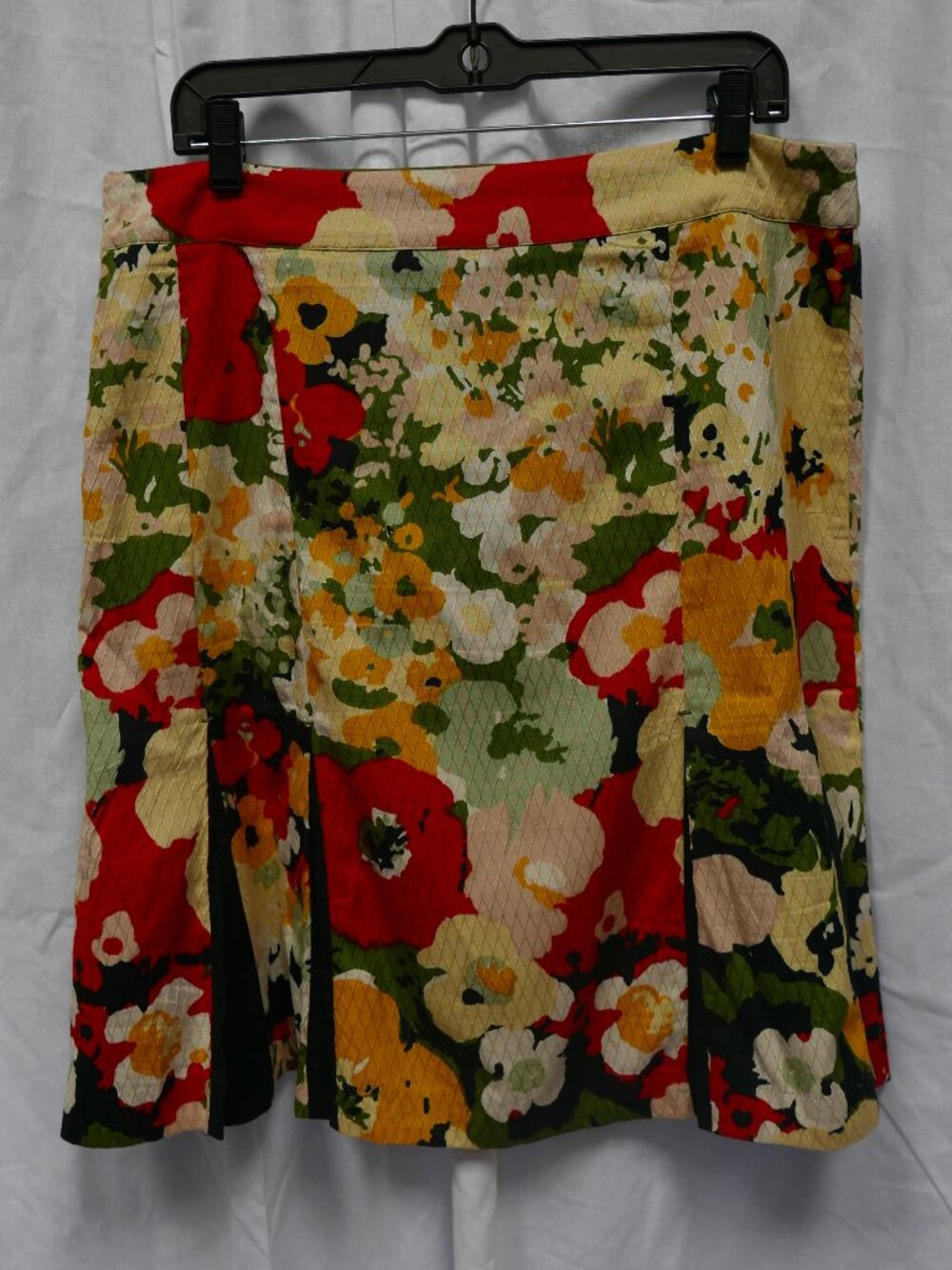 Viola Vintage Floral Quilted Cotton Skirt Pleated Hem Size 10